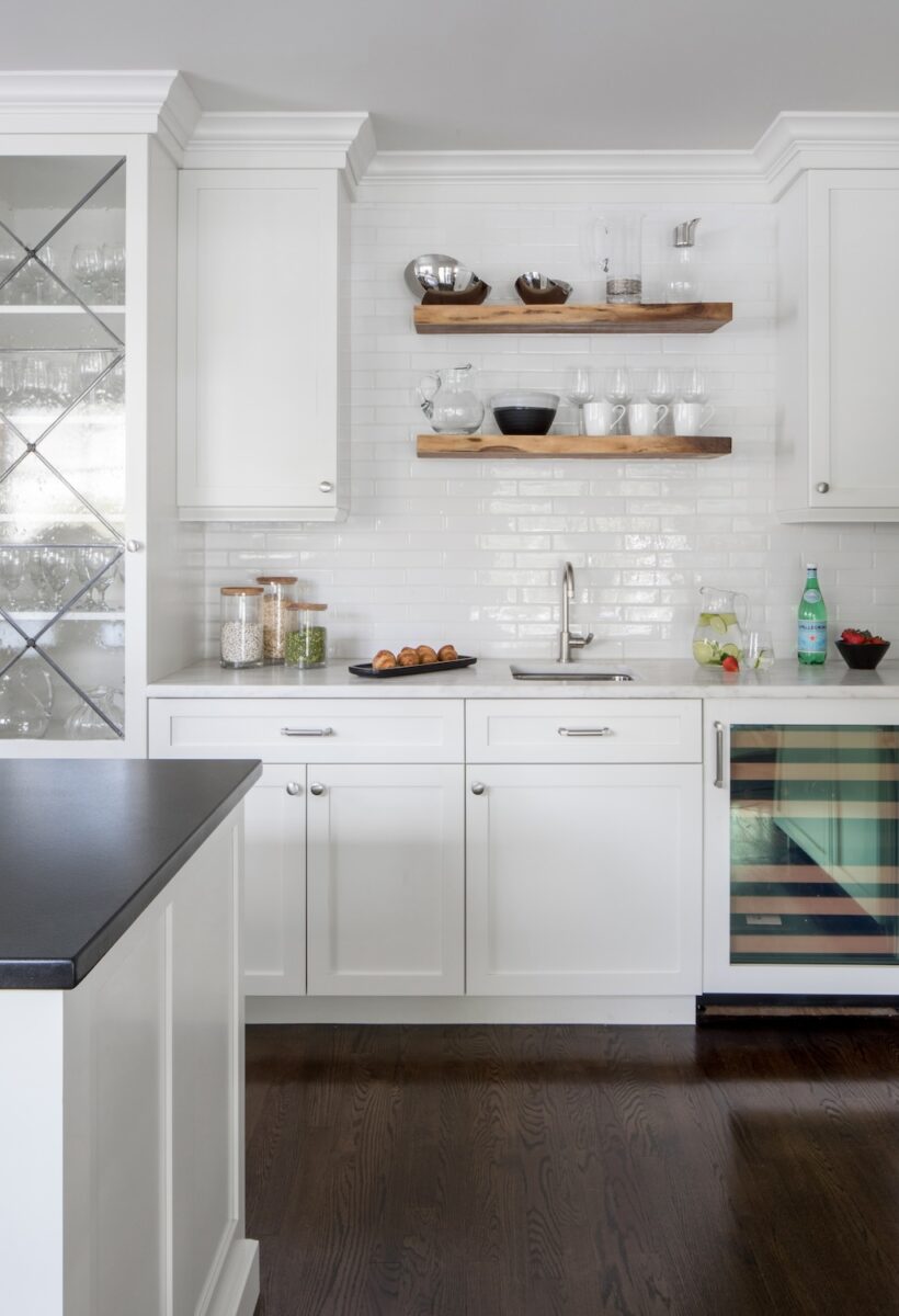 Kitchen Wet Bar Wine Fridge White Cabinetry