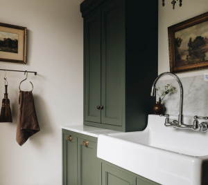 Green cabinetry laundry room inspiration