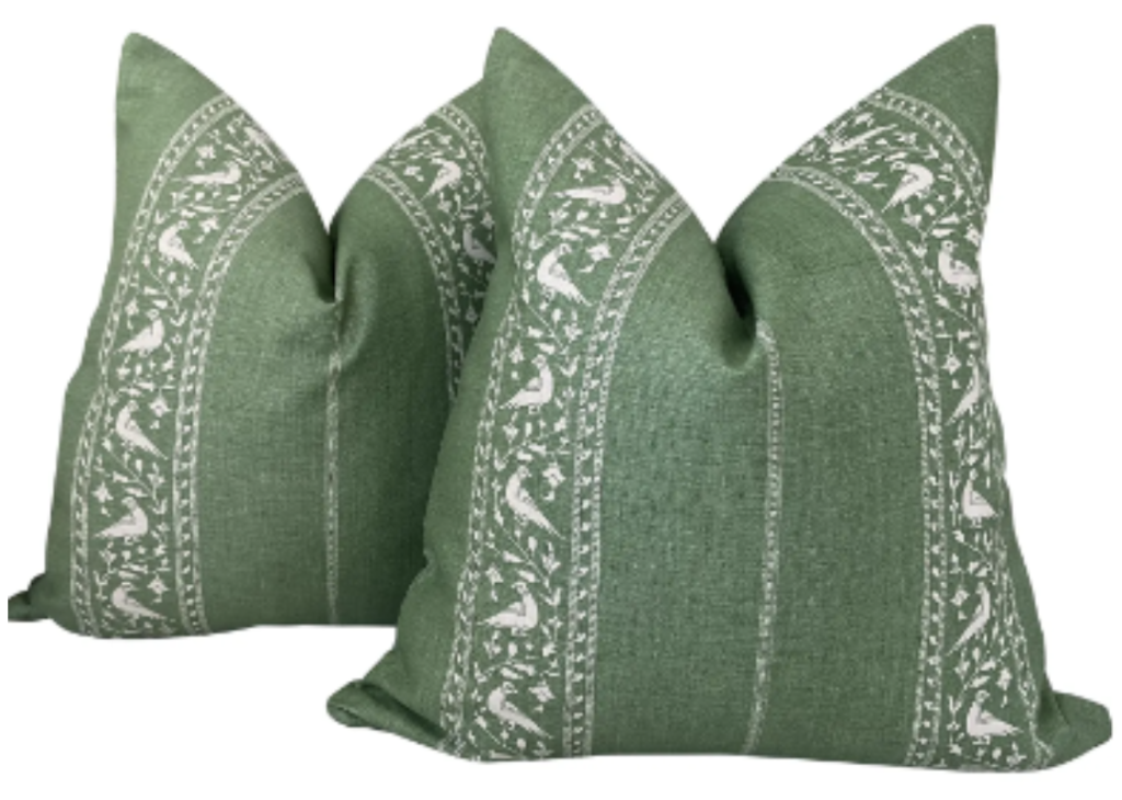 Green decorative pillows