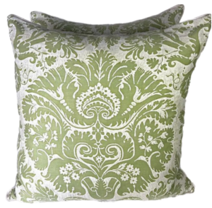 Green patterned decorative pillows