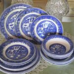blue and white vintage plates for dining table